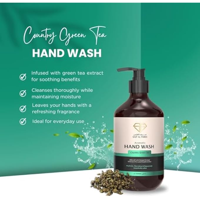 SAIF AL FARES AROMATIC HAND WASH COUNTRY GREEN TEA 500 ML - Image 2